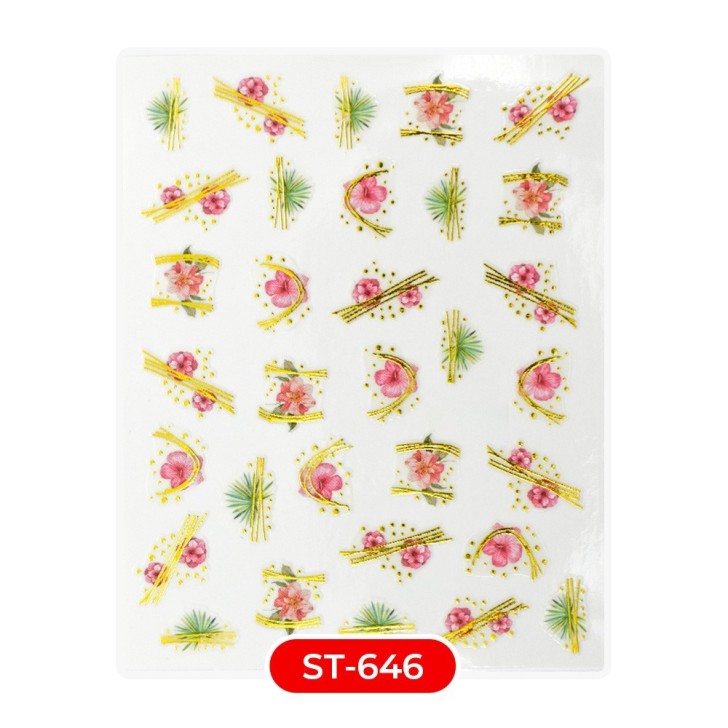Nail art y decoraciones de uñas: Stickers PEGATINAS ST646 flores deco gold Stickers PEGATINAS