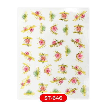 Nail art e decorazioni per unghie:  ADESIVI STICKERS ST646 fiori deco gold ADESIVI STICKERS