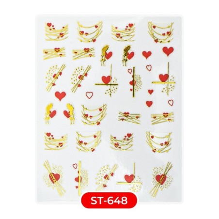 Nail art e decorazioni per unghie:  ADESIVI STICKERS ST648 cuori deco gold ADESIVI STICKERS Nail art e decorazioni per unghie:  ADESIVI STICKERS ST648 cuori deco gold ADESIVI STICKERS