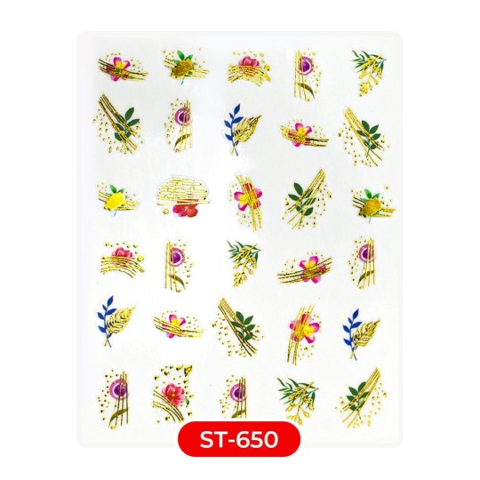 Nail art e decorazioni per unghie:  ADESIVI STICKERS ST650 fiori deco oro ADESIVI STICKERS