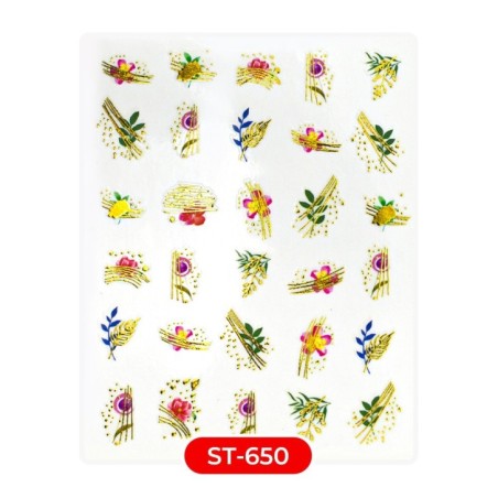Nail art et décorations d'ongles : STICKERS Stickers ST650 fleurs deco dorées STICKERS Stickers