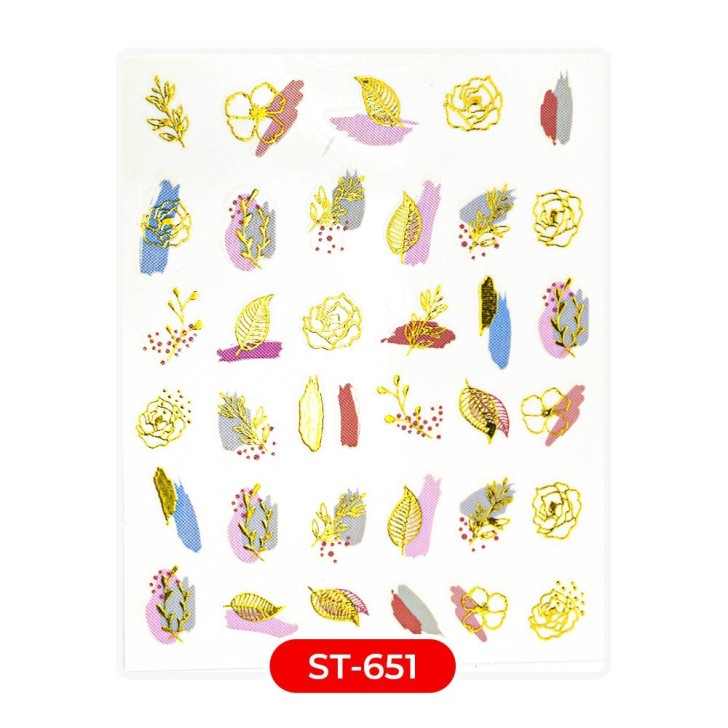 Nail art and nail decorations: STICKERS Stickers ST651 pastel gold leaves STICKERS Stickers