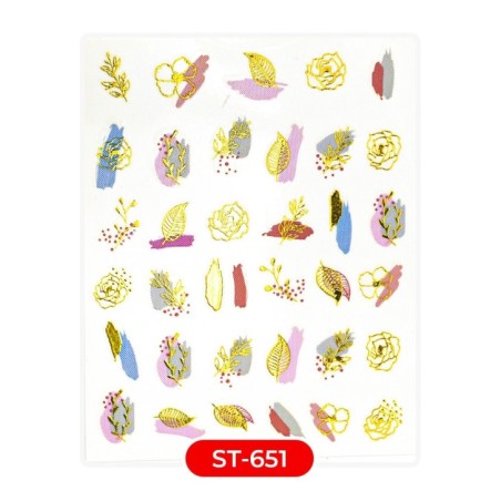 Nail art et décorations d'ongles : STICKERS Stickers ST651 feuilles d'or pastel STICKERS Stickers