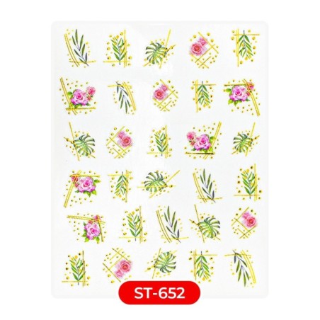 Nail art et décorations d'ongles : STICKERS Stickers ST652 rose deco or STICKERS Stickers