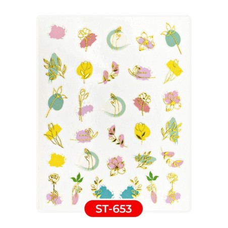Nail art y decoraciones de uñas: Stickers PEGATINAS ST653 flores pastel deco Stickers PEGATINAS