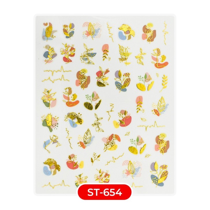 Nail art and nail decorations: STICKERS Stickers ST654 pastel deco leaves STICKERS Stickers