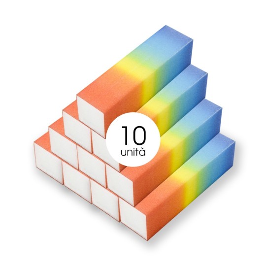 Accessori per unghie 10 BUFFER mattoncino rainbow 120/120 Uso professionale nails
