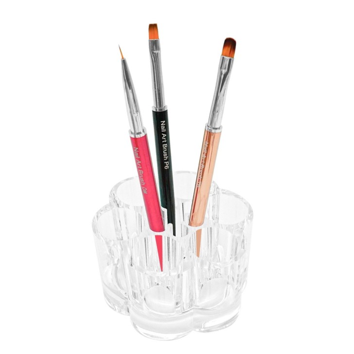 Accessoires pour ongles PORTE-PINCEAU FLEUR TRANSPARENT nails à usage professionnel