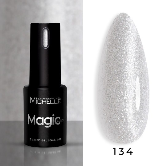 smalto semipermanente colore per unghie Michellenails MAGIC Color Semipermanente - 134 bianco perlato glitter