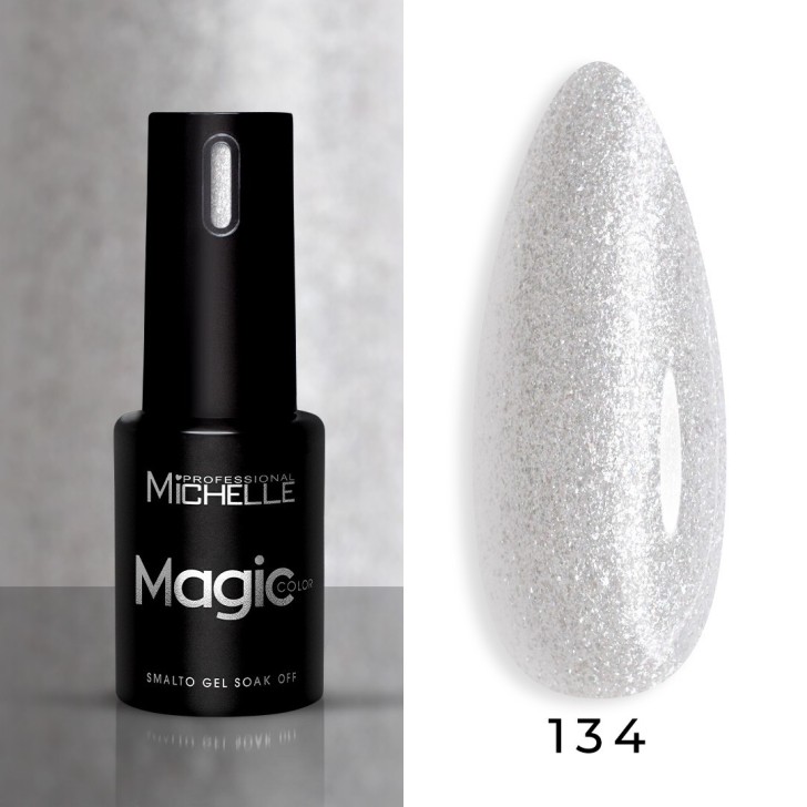 Vernis à ongles semi-permanent Michellenails Magic Color Semi-permanent - 134 blanc nacré glitter