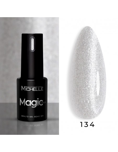 smalto semipermanente colore per unghie Michellenails MAGIC Color Semipermanente - 134 bianco perlato glitter