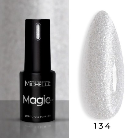 Esmalte de uñas semipermanente Michellenails Magic Color Semipermanente - 134 blanco perlado glitter