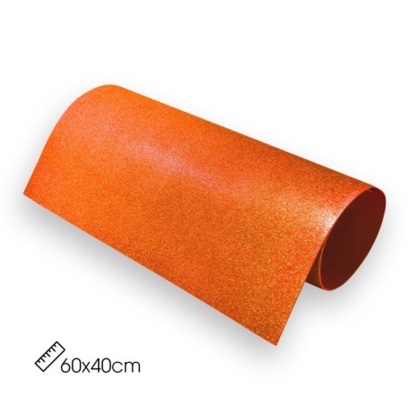 Alfombrilla de goma con purpurina naranja