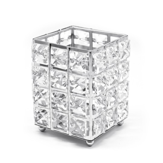 PORTA PENNELLI DA TRUCCO IN CRISTALLO - ARGENTO SILVER