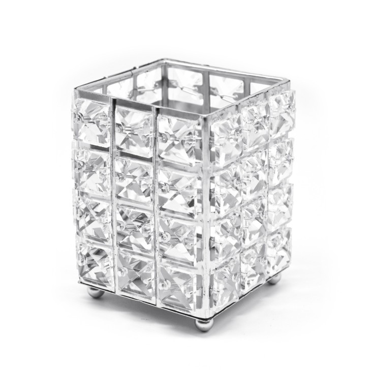 PORTE-PINCEAUX DE MAQUILLAGE EN CRISTAL - CARRÉ Silver