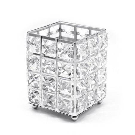 PORTE-PINCEAUX DE MAQUILLAGE EN CRISTAL - CARRÉ Silver