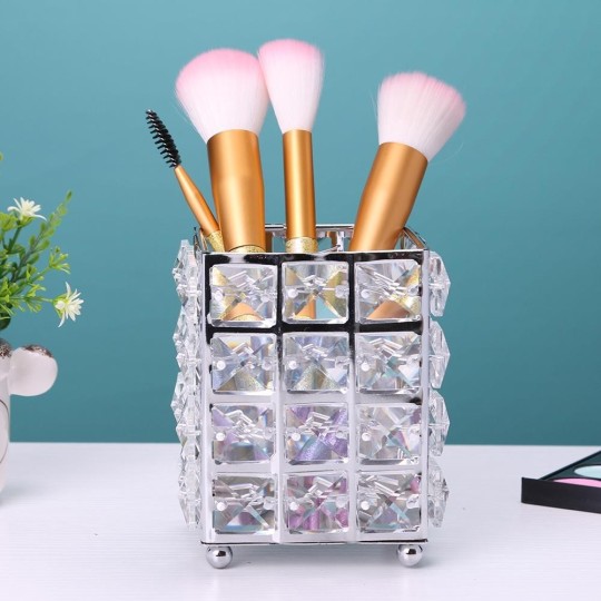 PORTE-PINCEAUX DE MAQUILLAGE EN CRISTAL - CARRÉ Silver 2