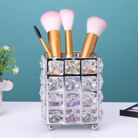 PORTE-PINCEAUX DE MAQUILLAGE EN CRISTAL - CARRÉ Silver