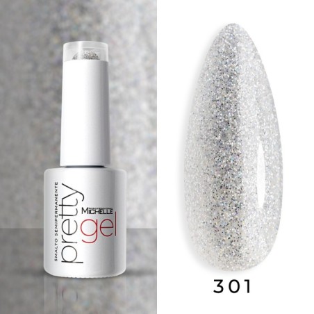 Pretty Polish Gel Soak Off Colour - 301 Argento Con Microglitter Arcobaleno