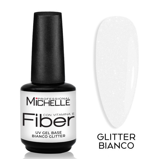 Gel Base Fiber Con Vitamine - Bianco Glitter