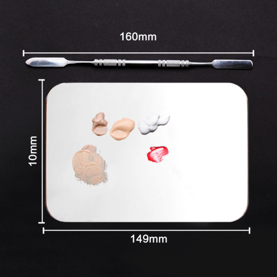 Tavolozza Nail Art Acciao Inox + Spatola Per Miscelazione 2