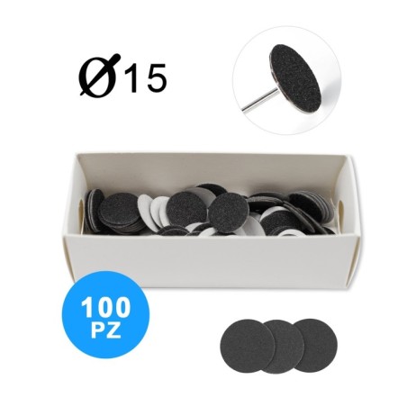 100x DISCHI ABRASIVI PER RIMUOVI CALLI PEDICURE 15mm PU175