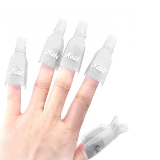 Kit 10 Clips Remove Gel and Semi-permanent Nail art - White 2