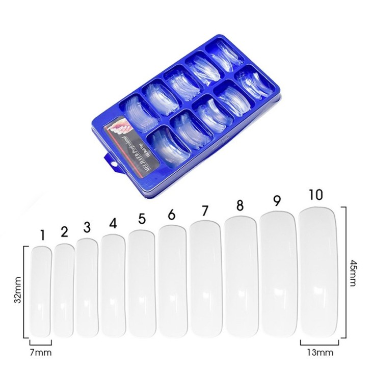 Caja de 100 Tips largas transparentes