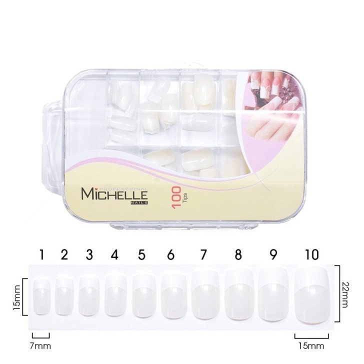 100 French Tips Bianche Box - 10 Misure