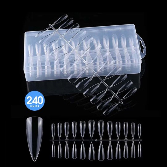 Fullcover Tips In Gel Stiletto Corto - Trasparenti
