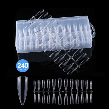 Fullcover Tips In Gel Stiletto Corto - Trasparenti