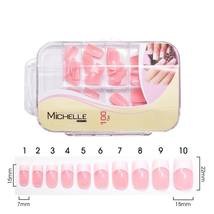 100 French Tips Rosa Box - 10 Misure