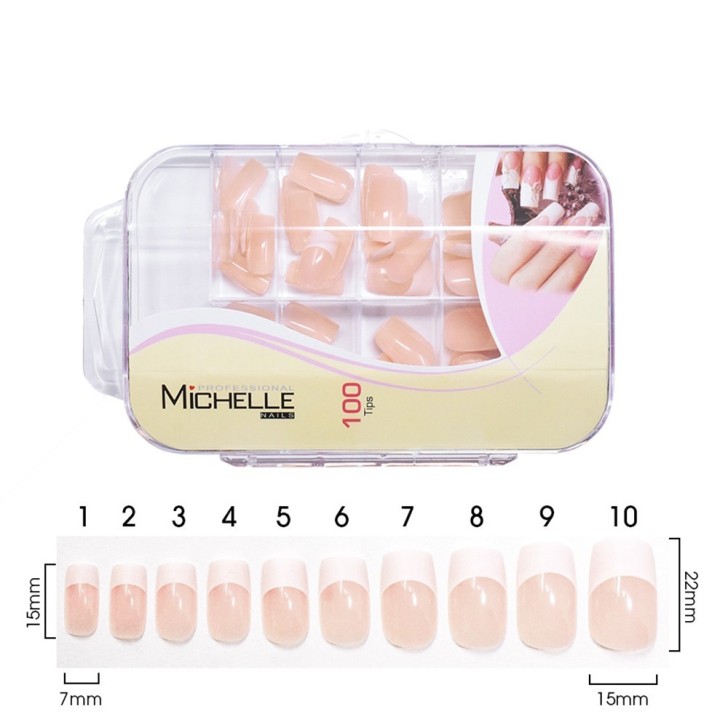 100 French Tips Natural Box - 10 Misure