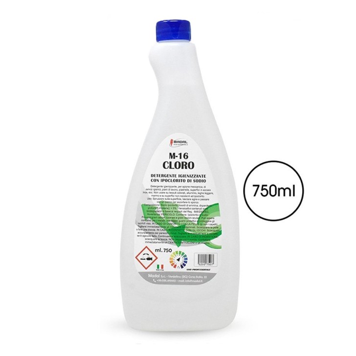 M16 Chlorine Sanitizing Detergent with Sodium Hypochlorite 750ml