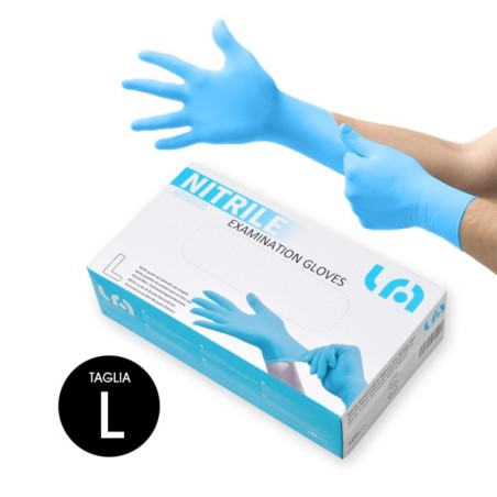 100 Guanti monouso in nitrile taglia L 100 Guanti monouso in nitrile taglia L
