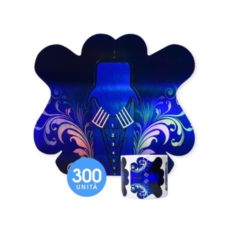 Cartine Blu Holo Per Allungamento Unghie - 300 Pezzi