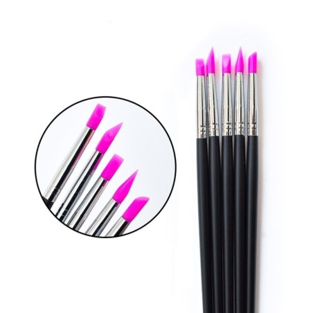 Lot de 5 pinceaux en silicone fuchsia