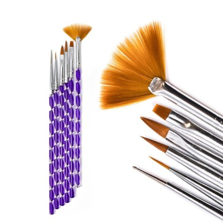 Set of 5 Violet Brushes and Applicator