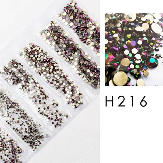 Decorazione Cristalli Strass H216 Verde Riflessi Fucsia