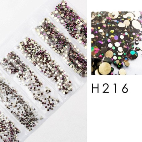 Decorazione Cristalli Strass H216 Verde Riflessi Fucsia