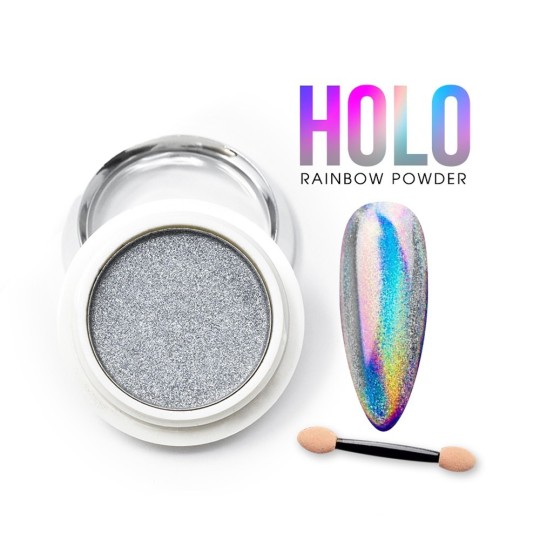 Powder Holo Rainbow Silver Chrome