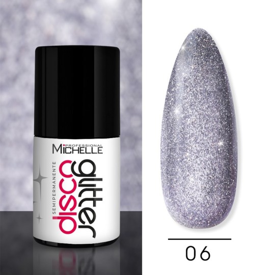 Smalto Disco Glitter Semipermanente - Argento 06