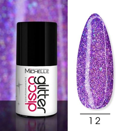 Smalto Disco Glitter Semipermanente - Violet Party 12