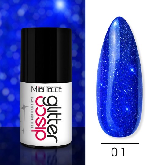 Smalto Disco Glitter Semipermanente - Blu 01