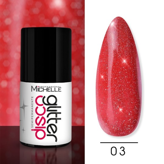 Smalto Disco Glitter Semipermanente - Rosso 03