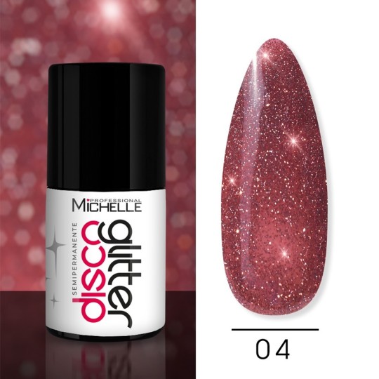 Smalto Disco Glitter Semipermanente - Rosa Antico 04