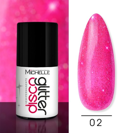 Smalto Disco Glitter Semipermanente - Fucsia 02