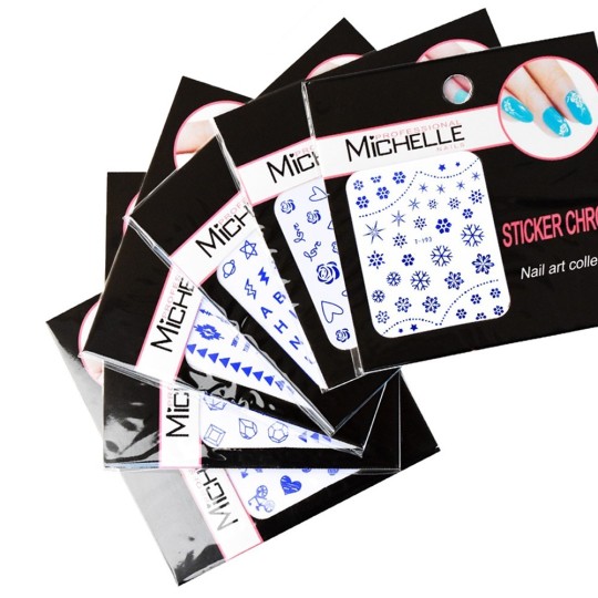 6 Stickers Chrome bleus assortis St136BLU