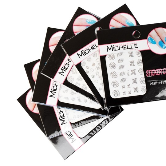 6 Mixed Chrome Silver Stickers ST136A