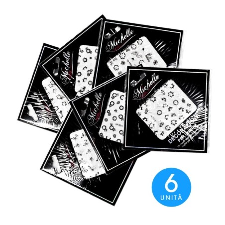 6 ADESIVI STICKERS FIORI MISTI BLACK&WHITE ST136F
